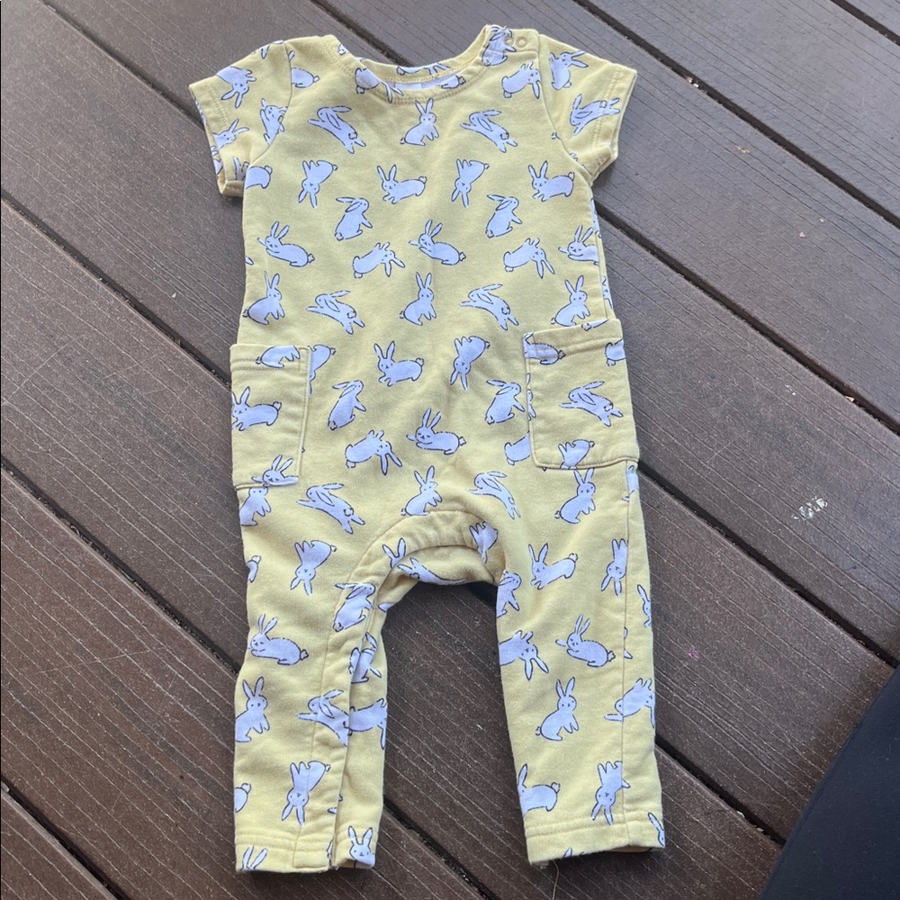 Old Navy Yellow Baby Romper with Bunny Design